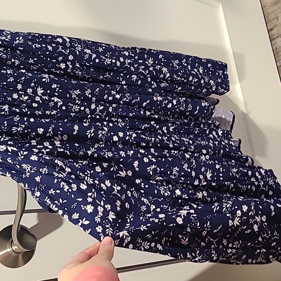 Jane and Delancey button-down collar tie dress | Blue with white floral design​ - Picture 5 of 8